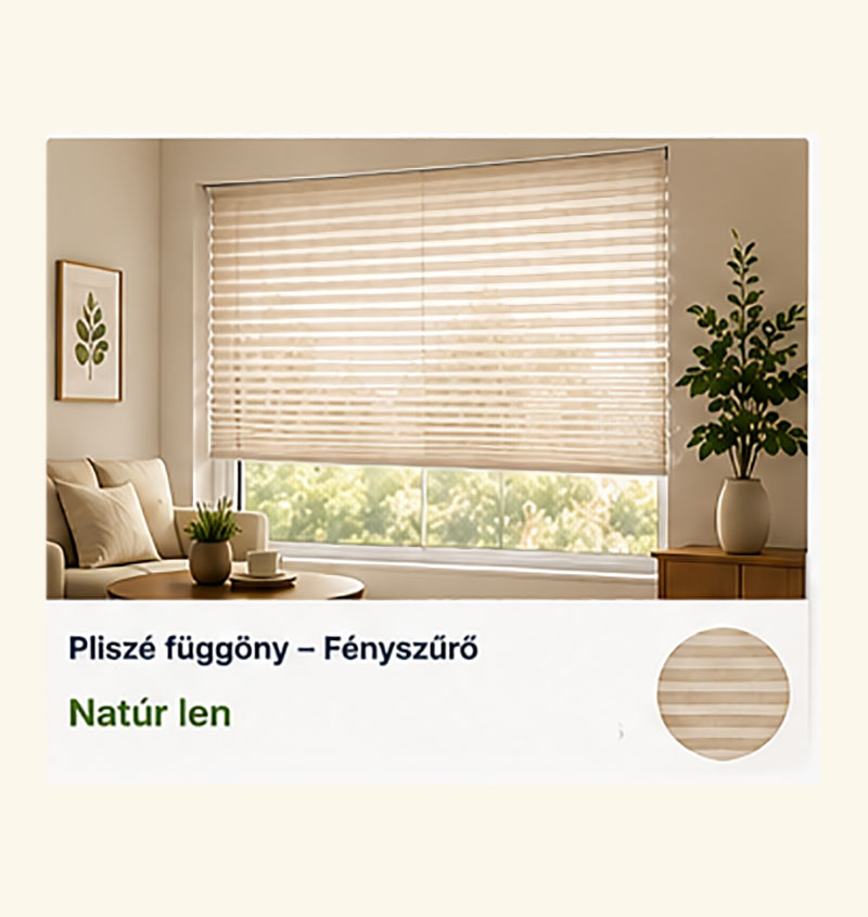 Pliszé függöny – Fényszűrő – Natúr len